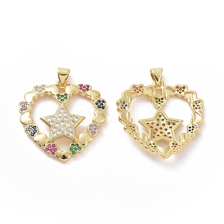 Brass Micro Pave Cubic Zirconia Pendants ZIRC-F134-02G-01-1