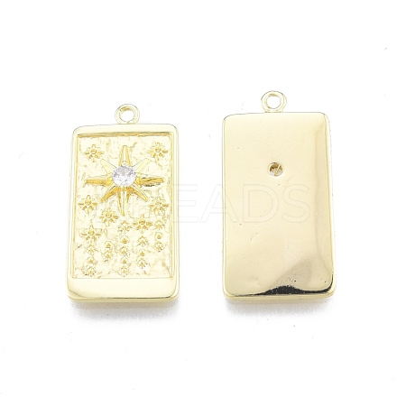 Brass Micro Pave Clear Cubic Zirconia Pendants KK-G432-18G-1