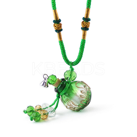 Lampwork Perfume Bottle Pendant Necklace with Glass Beads BOTT-PW0002-059A-07-1