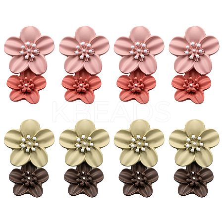 4 Pairs 2 Colors Zinc Alloy Resin Dangle Stud Earrings EJEW-GO0002-04-1