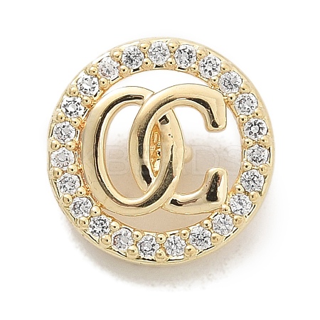 Rack Plating Brass Micro Pave Clear Cubic Zirconia Buttons KK-K293-12B-G-1