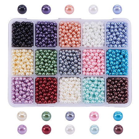Eco-Friendly Dyed Glass Pearl Round Beads  HY-PH0013-02-4mm-1