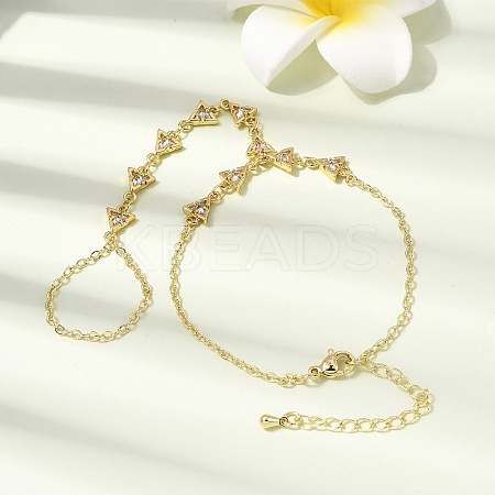 Brass Micro Pave Cubic Zirconia Mittens Bracelets BJEW-C156-01G-06-1
