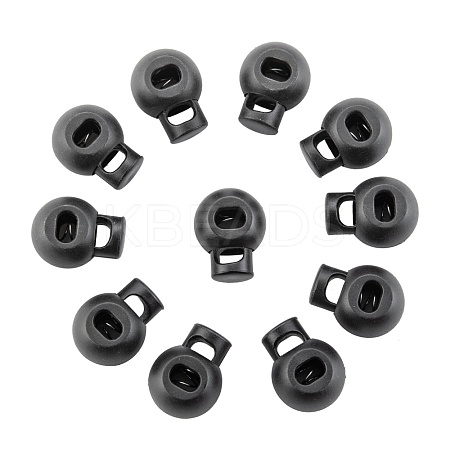 1-Hole Dyed Iron Spring Loaded Eco-Friendly Plastic Round Buckle Cord Toggle Lock Beans Stoppers for Sportwear Luggage Backpack Straps FIND-E004-60B-15mm-1