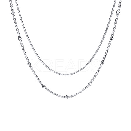 Non-Tarnish 304 Stainless Steel Double-Layer Necklace LS-NJEW-Q321-01P-1