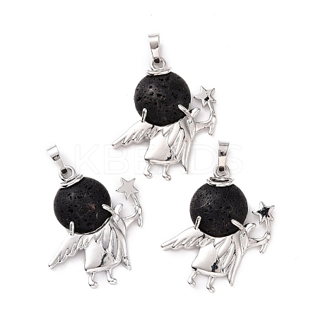 Natural Lava Rock Pendants G-F573-A19-1