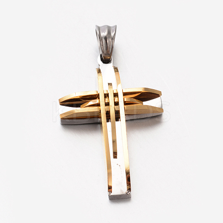 Men's Jewelry 201 Stainless Steel Cross Pendants X-STAS-F010-44G-1