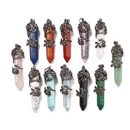 Natural & Synthetic Gemstone Big Pointed Pendants G-A172-16-AB-1