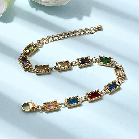 304 Stainless Steel Link Chain Bracelets for Women BJEW-A093-01C-G-1