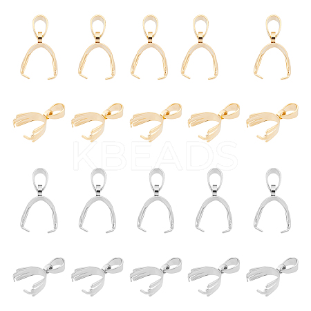 20Pcs 2 Colors 304 Stainless Steel Pinch Bails STAS-DC0002-03-1