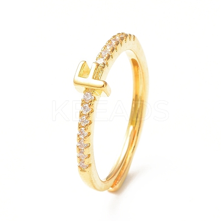 Clear Cubic Zirconia Initial Letter Adjustable Ring RJEW-C052-01G-F-1