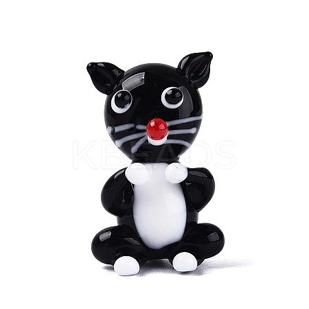 Handmade Lampwork Cat Figurine Display Decorations LAMP-N034-26A-1