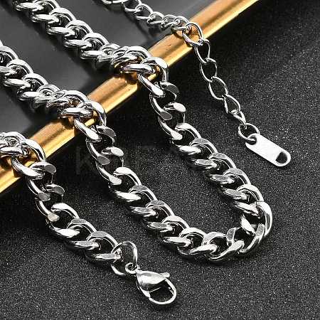 304 Stainless Steel Cuban Link Chain Necklaces for Women Men NJEW-G161-02P-1