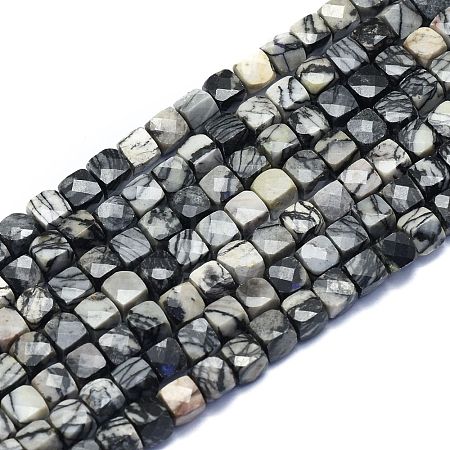 Natural Black Silk Stone/Netstone Beads Strands G-K310-B03-1