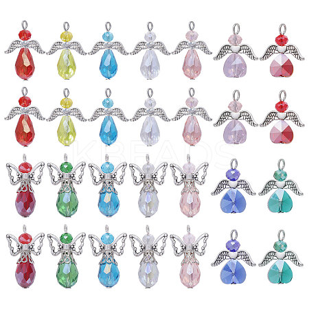 28Pcs 14 Style Electroplate Glass Pendants FIND-CA0007-83-1