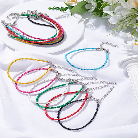 14Pcs 7 Colors Trendy Braided Imitation Leather Bracelet Making BJEW-LP0001-41-1