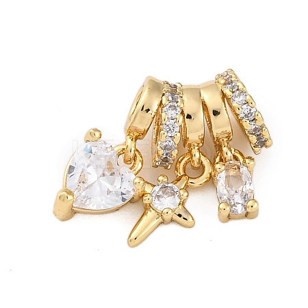 Brass Micro Pave Cubic Zirconia Pendants KK-P289-03G-1