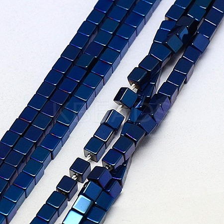 Electroplate Non-magnetic Synthetic Hematite Beads Strands G-J170A-3x3mm-02-1