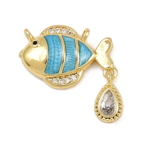 Brass Micro Pave Cubic Zirconia Pendants KK-F908-06G-01-1
