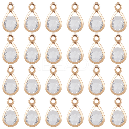 100Pcs Alloy Rhinestone Faceted Teardrop Charms FIND-SC0013-99-1
