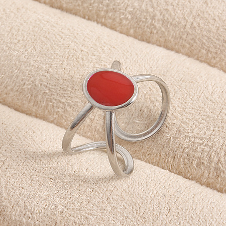 Adjustable 304 Stainless Steel Circle Cuff Open Rings for Women YT7476-1-1