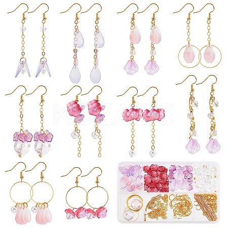 DIY Flower Long Dangle Earring Making Kits DIY-SC0019-65-1