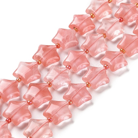Cherry Quartz Glass Beads Strands G-NH0005-021-1