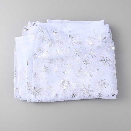 Snowflake Pattern Polyester Mesh Fabric DIY-WH0304-672A-1
