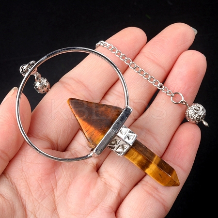 Natural Tiger Eye Dowsing Pendulum Big Pendants PW-WG0EC10-06-1