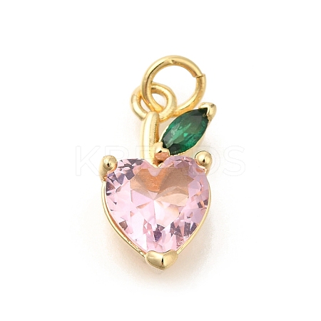 Heart with Leaf Brass Pendants KK-M295-02G-1