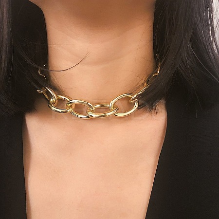 Chunky Aluminum Cable Chain Necklaces for Women LS-NJEW-K261-01D-G-1