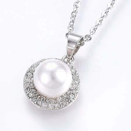Brass Micro Pave Cubic Zirconia Pendant Necklaces NJEW-H486-16P-1