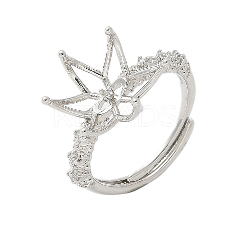 Flower Brass Micro Pave Cubic Zirconia Adjustable Ring Settings KK-K297-17P-1
