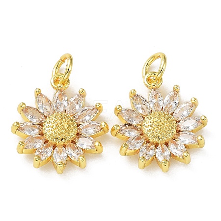 Rack Plating Brass Clear Cubic Zirconia Pendants KK-B078-01G18-1