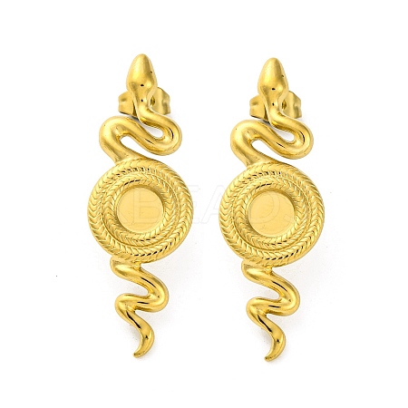 Ion Plating(IP) 304 Stainless Steel Snake Stud Earrings EJEW-K295-14G-1