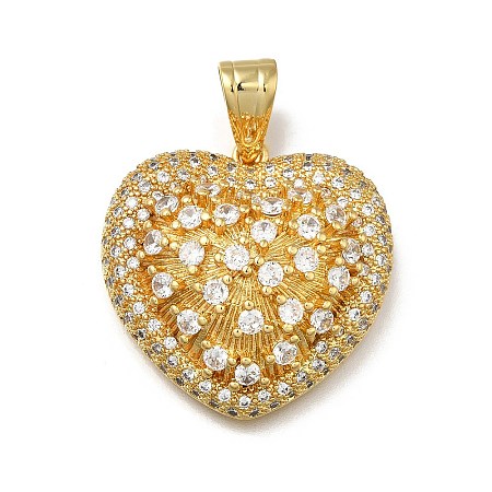 Brass Micro Pave Cubic Zirconia Pendants KK-C090-45G-02-1