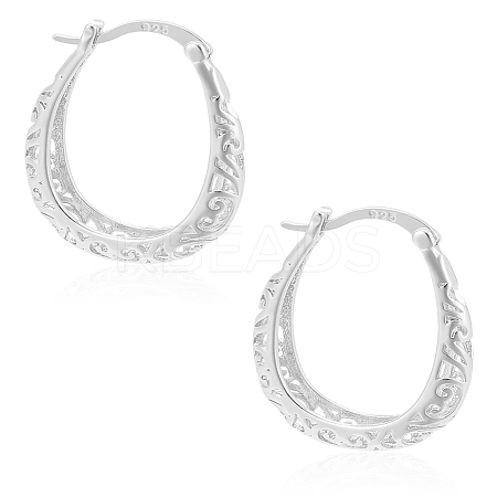 1Pair Brass Oval Hoop Earrings for Women EJEW-LP0001-36P-1