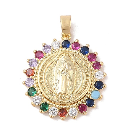 Brass Cubic Zirconia Pendants KK-Z050-07G-01-1