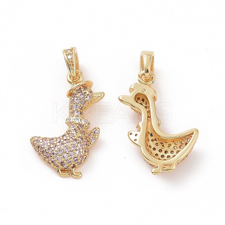 Brass Micro Pave Clear Cubic Zirconia Pendants ZIRC-F135-22G-1