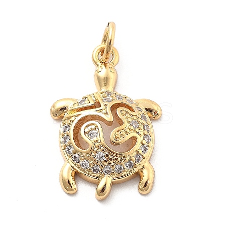 Rack Plating Brass with Cubic Zirconia Pendants KK-Q017-01A-G-1