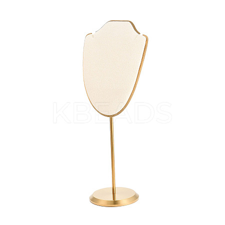 Bust Shaped Microfiber Necklace Display Stands with Golden Tone Aluminum Alloy Support ODIS-H006-01D-1