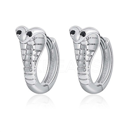 Cubic Zirconia Snake Hinged Hoop Earrings JE995A-1