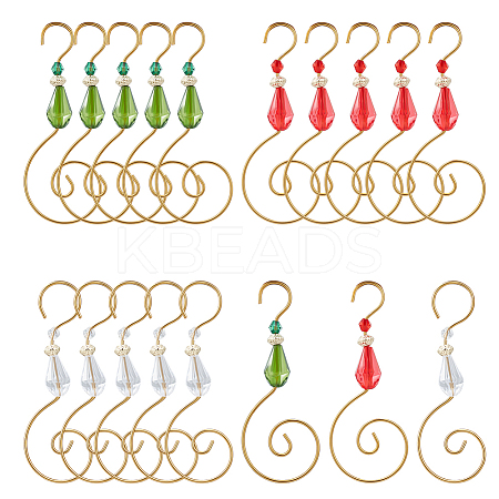 30Pcs 3 Colors Transparent Acrylic Bead with Iron Ornament Hooks HJEW-PH02218-1