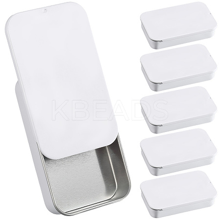 6Pcs Slide Top Tinplate Trinket Storage Boxes CON-SP0001-23C-1