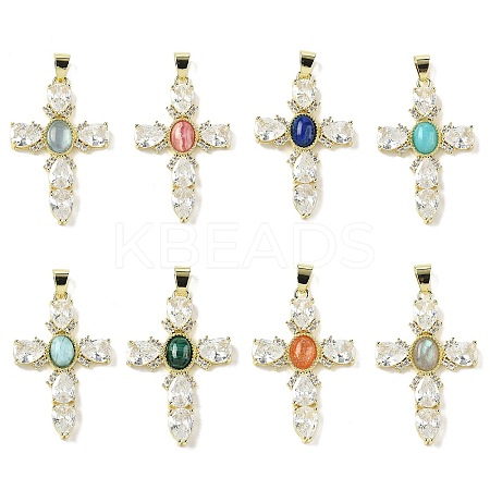 Natural Mixed Gemstone Pendants G-P585-04G-1
