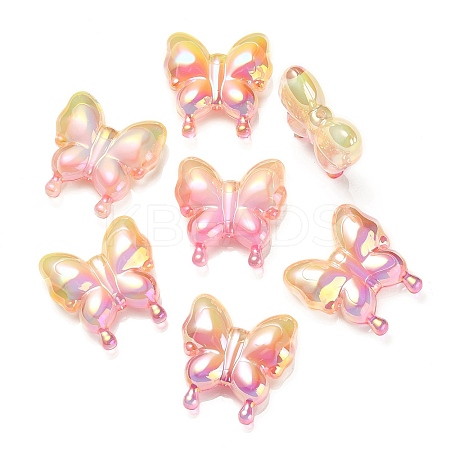 UV Plating Rainbow Iridescent Acrylic Beads OACR-G012-09C-1