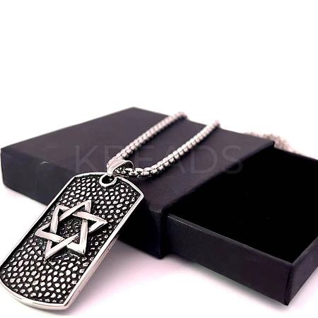 Vintage Stainless Steel Star of David Pendant Necklaces for Men and Women KT8820-1