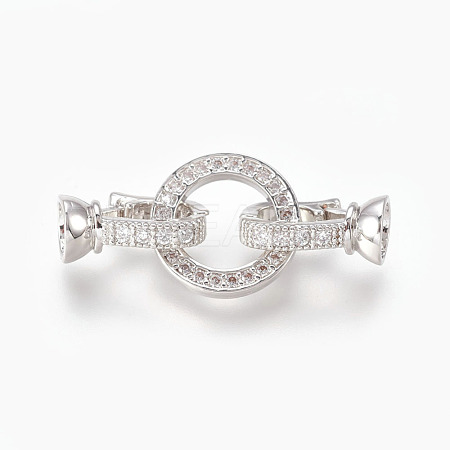 Brass Micro Pave Cubic Zirconia Fold Over Clasps KK-P164-14P-1