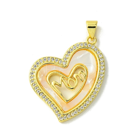Mother's Day Brass Micro Pave Clear Cubic Zirconia Pendants KK-H472-13G-01-1