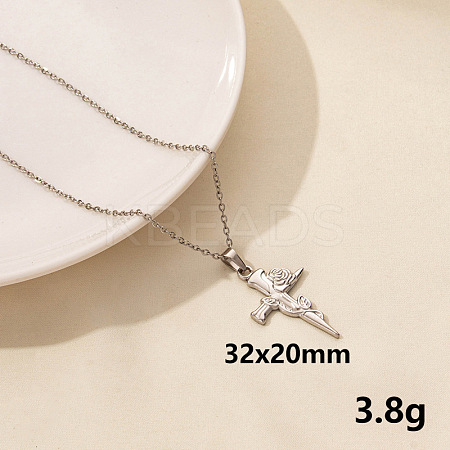 Stainless Steel Cross Pendant Necklace AR4885-5-1